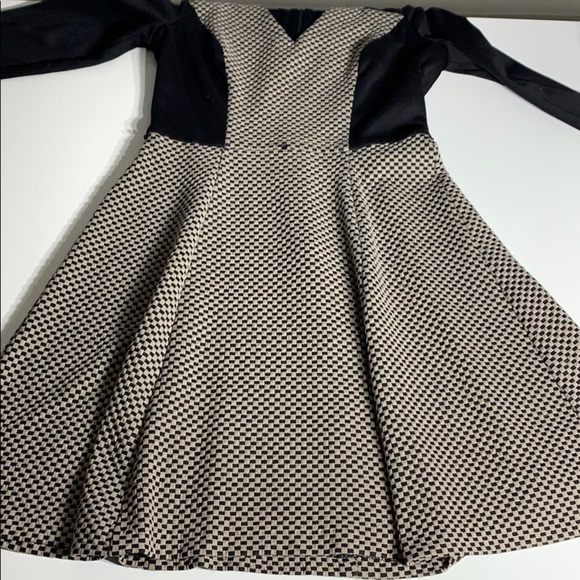 London Time Checkered Fit Flare Classic business babe office Dress 4 small black - Picture 5 of 8